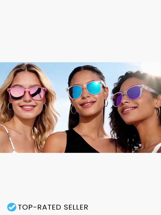 3 Pack Square Sunglasses Polarized UV Protection Trendy Fashion Shades Unisex